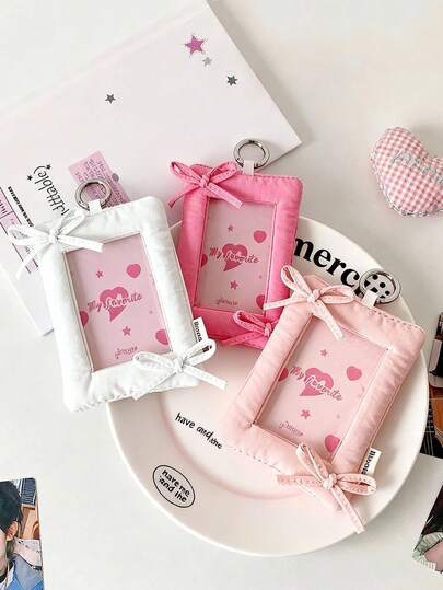 1pc Kids Learning Supplies Accessory - Bow Tie Card Holder, Student ID/Bus Card Case, Portable Hanging Decoration