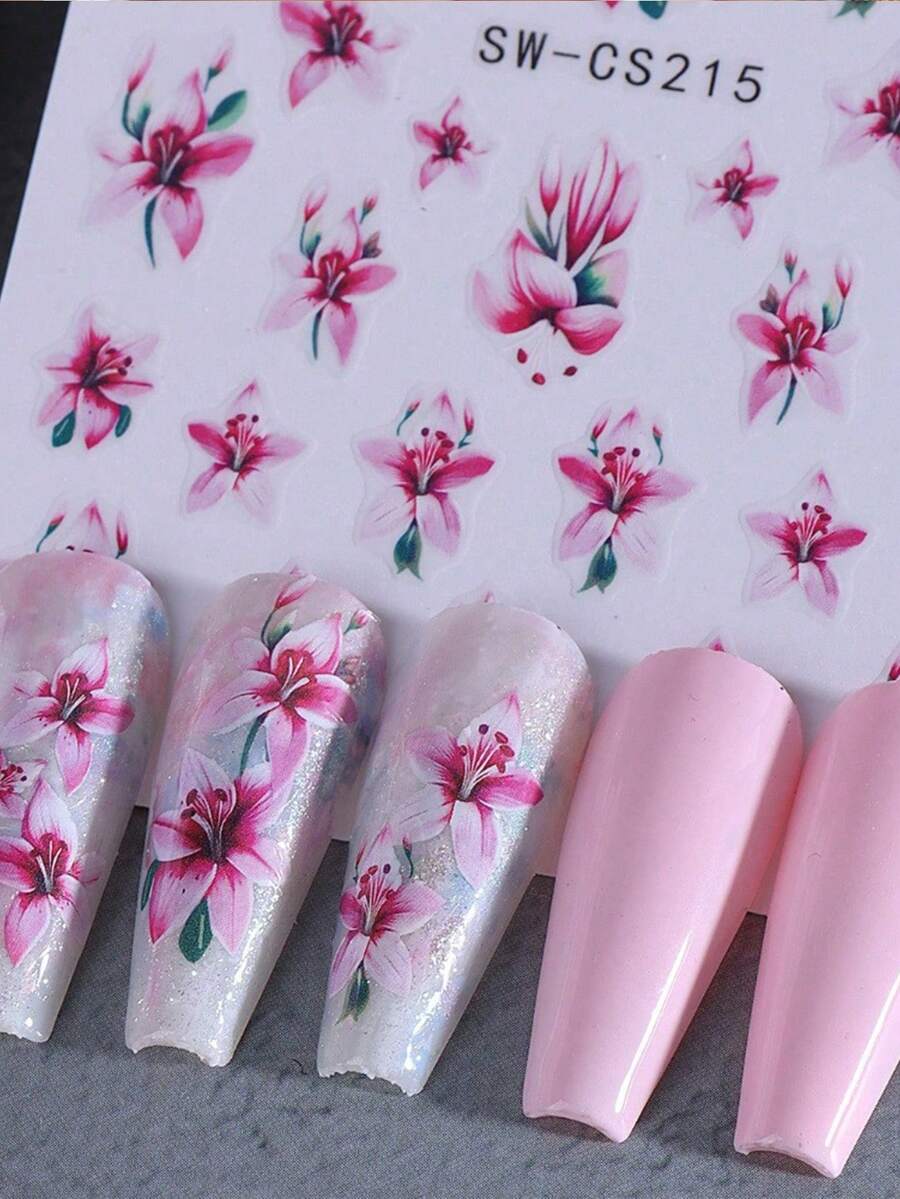 Festival Star Nail Art Stickers - Spring And Summer, Valentine's Day, Festival, Thanksgiving Flowers, Y2K Shining Stars, Love, Cross Star, Art Design, Suitable For Women's Daily, Wedding, And Festival Disposable Self Adhesive Nail Stickers, Simple, Light Luxury Theme Style, Easy To Stick Nail Decoration Stickers Nails - Multicolor - View 1