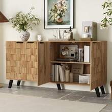 Modern 4-Door Sideboard, 160.5 X 35.5 X 78 Cm – Practical Design For The Living Room, Bedroom And Dining Room - 自然木色 - 查看 2