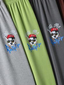 5条装男童印花休闲裤，儿童松紧腰长裤，适合4-12岁男孩女孩，春夏秋季均可穿着。 - 彩色 - 查看 4