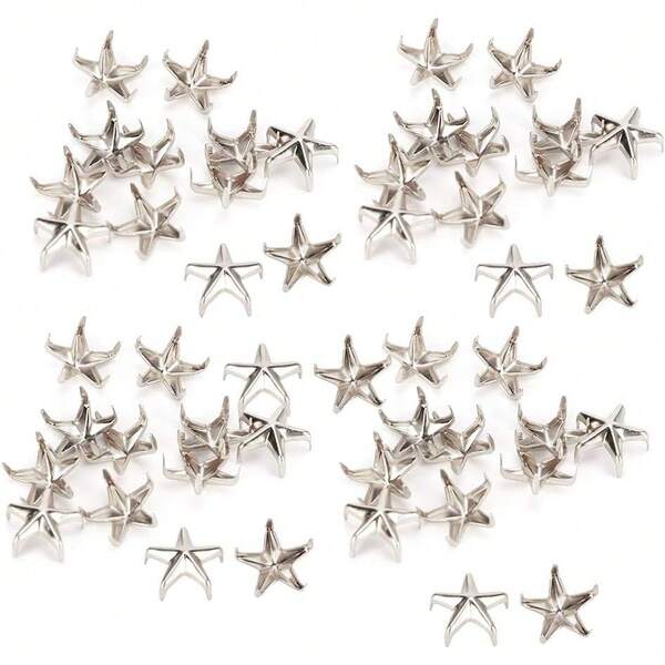 200 piezas remaches de estrella, tachuelas metalicas, cuentas de garra, uñas de cinco puntas, remaches punk para manualidades, decoración, bisuteria, bolsas, artesanías, Plat
