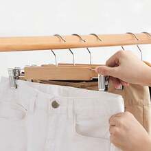 9pcs Wooden Pants Clips Multifunctional Clips Wooden Clothes Hanger - Yellow 3 - View 4