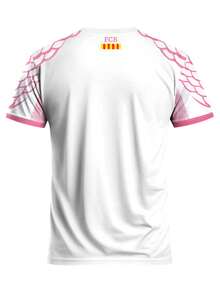 Customized Barcelona Cartoon Reindeer Design Men's Football Jersey/Shirt, Comfortable Round Neck Sports Sweatshirt, Suitable For Football Training, Casual Wear, And Gift - Baby Pink - View 4