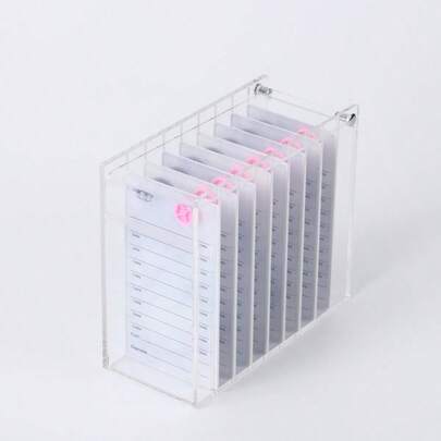 YQQ Caja de almacenamiento de pestañas transparente acrílica 8 capas de pestañas postizas pegamento soporte para palés extensión de pestañas para injertos visualización cerrada con 8 paletas0027