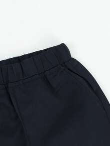 1pc Boys' Solid Color Casual Fashion Pocket Long Straight Cargo Pants, Suitable For 4-7 Years Old, All Season - Black - View 9