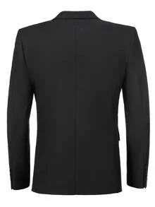 2pcs Men's Elegant Solid Color Single-Breasted Long Sleeve Slim Fit Suit Set With Tie, Suitable For Party, Wedding, Commute, Business, Evening, Old Money Style, Black, Size XS-XXXL - Black - View 3