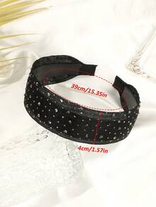 1 szt. szeroka opaska na głowę z siateczki z kryształkami - szara/mleczna herbata/brązowa/czarna cztery kolory - codzienna lekka luksusowa opaska z wysoką koroną - elegancka ozdoba do włosów na wieczorne przyjęcie bankietowe - Wielokolorowe - Zobacz 4