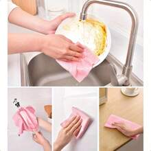 XFH 1 Roll 50 Pieces/ Reusable Microfiber Cleaning Cloth, Super Absorbent Durable Dishcloth, Replace The Washing Towel, High-Efficiency Cleaning Multipurpose Towels, Hand Tear Dish Towel, Wet And Dry Use Cleaning Cloth, Suitable For Car, Kitchen Tableware, Furniture, Rooms, Bathrooms, Perfect Choice For Holiday Gifts - 粉色 - 查看 9