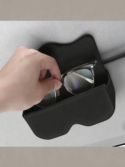 1/3 piezas Soporte para gafas de sol de visera de coche de piel sintética, caja de almacenamiento de gafas de sol de visera de coche de cuero, clip para gafas de sol de interior de coche, adecuado para interior de coche, caja de almacenamiento de gafas, bolsa de almacenamiento de cuero