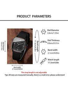 3pcs/Set Minimalist Casual Men's Quartz Watch, Blue/Brown/Black Leather Strap With Square Black Dial Quartz Watch Set. The Square Black Minimalist Dial Paired With Blue/Brown/Black Leather Straps, Comfortable And Fitting, With A Simple And Steady Style To Showcase The Elegant Elegant Of Men. - Multicolor - View 3
