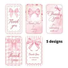60pcs/20sets/30pcs/10sets Pink Bow Baby Shower Party Favor Set, Includes Bow Keychains (Lanyard + Bow Design), Organza Bags, And Cards - Pink - View 7