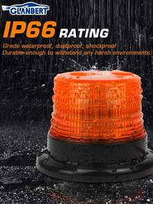 GLANBERT 12V-24V琥珀色30LED闪烁警示灯，磁吸式，适用于车辆、叉车、拖拉机、高尔夫球车、UTV、轿车、巴士等。