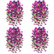 2 Sets - UV Resistant Outdoor Artificial Hanging Plants - Plastic Faux Flowers, Suitable For Weddings And Engagements, Holiday Porch And Patio Decor, Seasonal Decoration, Without Pots (Due To Lighting, Display And Other Reasons, There May Be Slight Color Difference Between The Actual Product And The Image) - Multicolor - View 2