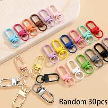 30/50pcs Colorful Zinc Alloy Small Buckle Keychain, DIY Spray Paint Keychain, U-Shaped Spring Clasp Metal Hanging Buckle Jewelry Accessories - Multicolor - View 13