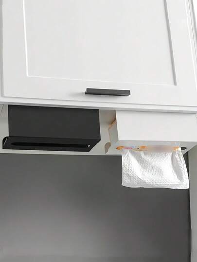 No Drill Adhesive Paper Towel Holder, Space-Saving Under Cabinet, Durable Metal Rack, Tissue Dispenser, Paper Towel Rack Bracket, Wall-Mounted Fridge Storage Rack, Suitable For Wet Wipes & Napkins, Minimalist Design, Easy Installation, Bathroom Storage Rack, Home Office Organizer, Dining Room Supplies, Kitchen Storage Accessory