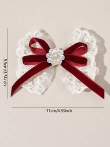 2pcs White Lace Hair Clips, Faux Pearl Hair Pins, Suitable For Girls, Wedding, Theme Party Gifts - Multicolor - View 6