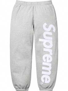 Supreme Satin Applique Hooded Sweatshirt FW24 | Authentic Designer Premium Heavyweight Crossgrain Fleece Hoodie | Essential Streetwear Collector's Luxury Layering Outerwear Pants Set Heather Grey - Quần nỉ Heather Grey - Xem 6