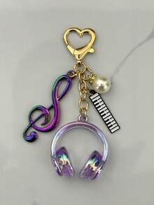 1 pièce Porte-clés pendentif note de musique esthétique colorée 2026 Y2K - Mignon Kawaii Sac à dos Portefeuille Charm, Détail de touche de piano en perle, Mousqueton en forme de cœur, Cadeau pour les amateurs de musique, Convient pour accrocher aux clés, sac d'ordinateur portable, coque de téléphone (2 styles : Coloré/Argent) - Multicolore - Voir 7