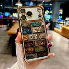 A Vintage Car License Plate Design Phone Case for  17 16 Pro Max 15 14 13 12 11 XS 17 Air Cover - Dorado - Ver 4