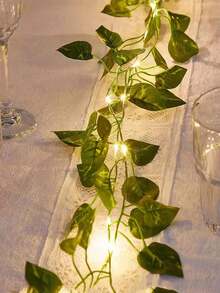 2m/5m/10m 20/50/100pcs LED String Lights Artificial Ivy Vine, Indoor Decor Fake Hanging Ivy Wreath, Decorative Green Leaves, Bedroom/Home/Garden/Wall/Wedding, Battery Powered LED Vine Garland To Create Spring Atmosphere!