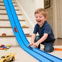 Flexible Track Toy DIY Dual Track Racing Track With 4 Shock-Absorbing Toy Cars, Rollable Track, Children's Game Gift