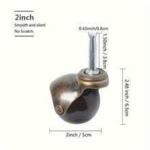 4 قطع من عجلات الكاستر الدوارة العتيقة - مثالية للأثاث والأرائك والكراسي والخزائن! - لون نحاسي - مشاهدة 3