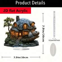Estátua plana 2D de casa de tartaruga em acrílico (1 peça) - Decoração fantástica em estilo boêmio para casa e escritório, ideal para Natal, Ano Novo, Dia de São Patrício e Dia dos Namorados - Decoração multiuso para ambientes, sem necessidade de eletricidade.
