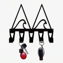 CIF BUY 1. 现代简约波浪形金属墙面钥匙架 - 5钩收纳架，弧形设计，坚固的锻铁结构，适用于房间装饰、墙面装饰、家居装饰、浴室装饰、咖啡吧用品、墙面艺术、婚礼 - 彩色 - 查看 7