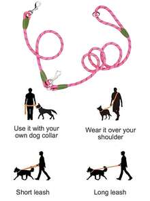 1 件尼龙反光材料宠物户外斜挎狗绳，肩带斜挎牵引绳解放双手，方便的宠物牵引绳适合户外散步