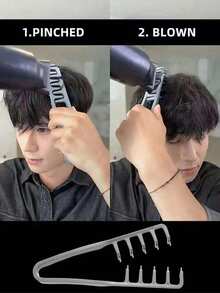 New Fluffy Wide-Tooth Styling Comb - Fluffy Texture, For Men, Made Of ABS Plastic With Textured Handle, Suitable For All Hair Types, Essential For Home Use, Back To School Season, Travel & Vacation, Can Be Used For Back-Brushing, Blow-Drying, Hairstyling, Haircuts, Edging, And Grooming