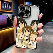 Funda de teléfono SamsungCute de chica anime japonesa K-ON para iPhone 17, 16e, 16, 15, 14, 13, 12, 11, Mini, Pro Max Air X XR XSMAX 8, 7 Plus - Funda trasera suave transparente a prueba de golpes, funda de teléfono anime, funda de teléfono linda, diseño impreso UV - Negro - Ver 2