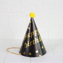 Paper Black & Gold Birthday Hat, Party Hat Headpiece, Birthday Party Photo Prop Baking Decor Hat, Triangular Hat - Multicolor - View 10