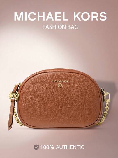 Michael Kors MK Jet Set Charm Convertible Camera Bag Genuine Leather Crossbody Bag, Women's Vintage Shoulder Bag With Detachable Adjustable Strap, Elegant Ladies Crossbody Bag For Daily Use/Shopping/Evening, Christmas Gift