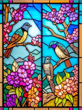 Unframed DIY 5D Diamond Painting Set Glass Crystal Flowers And Birds Diamond Painting Full Diamond Diamond Art Embroidery Cross Stitch Picture Diamond Painting Art Craft For Wall Decoration Surprise