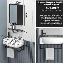 Lavabo Con Soporte De Espejo Para Colgar Toallas Para Baño - Multicolor - Ver 4
