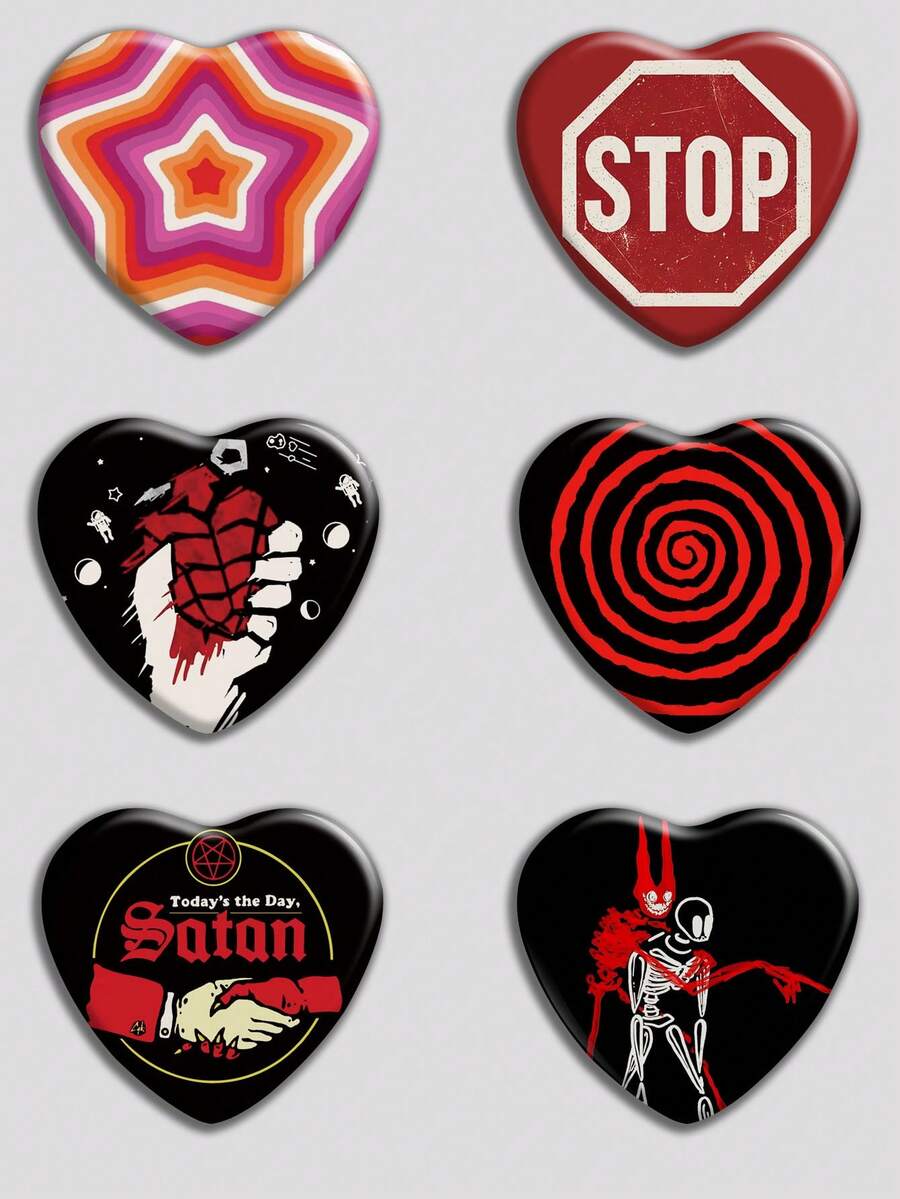 Huy hiệu hình trái tim, Huy hiệu/Trâm cài áo cổ điển và thời trang, Thiết kế phẳng 2D, Phụ kiện kim loại chất lượng cao, Thích hợp để trang trí quần áo, mũ, ba lô, Quà tặng vui nhộn cho bạn bè, bạn học, đồng nghiệp và người thân - Nhiều màu - Xem 1