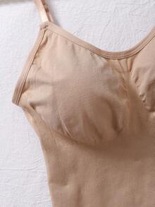 Body modellante sexy con cinghie, rassoda e controlla il ventre, guaina modellante per il postparto, adatto alle donne da indossare con un vestito - Albicocca - Visualizzare 3