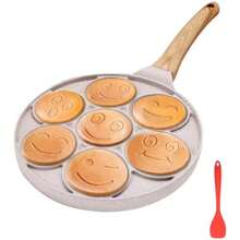 Sarten Para Tortitas , Plancha Antiadherente Para Panqueques 7 Hoyos Sartén Para Tortillas Lindo e Interesante Panqueques de Desayuno Para Niños Molde, 26 cm(Blanco inducción) - Multicolor - Ver 2