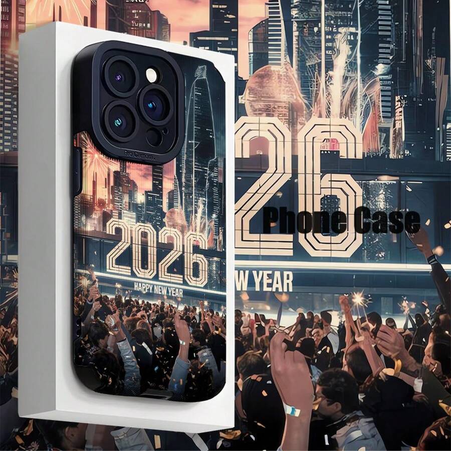 Funda de teléfono de lujo con patrón de escena de celebración del Año Nuevo 2026, elegante y clásica, funda de protección personalizada y creativa, textura vertical en cuero sintético, resistente a las arrugas y al desgaste, estilo neutro, diseño a prueba de golpes y caídas, resistente a las manchas y duradera, adecuada para 17/17 Pro/17 Pro Max/17 Air/ 16/16 Pro/16 Pro Max/16 Plus/ 15/15 Pro Max/15 Pro/15 Plus/ 14/14 Pro/14 Plus/14 Pro Max/ 13/13 Pro/13 Pro Max/12/12 Pro/12 Pro Max/11/11 Pro/11 Pro Max/XR/X/XS/XS Max. Es el regalo de cumpleaños perfecto para novias, novios, esposos, esposas, amigos o para uno mismo, innovador y a la moda, adecuado tanto para hombres como paraEstuche protector de negocios de alta gama, el mejor regalo. - Negro 2524 - Ver 1