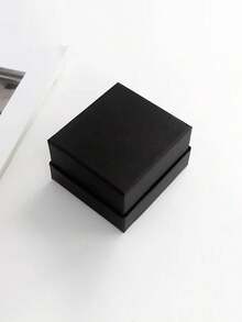 1 Peça Caixa de Armazenamento de Relógio, Caixa de Relógio de Cor Sólida com Tampa, Caixa de Papel para Relógio Único, Pulseira, Bracelete, Caixa de Embalagem de Joias para Presente com Pequeno Travesseiro, Organizador de Joias de Viagem com Espelho para Colar e Brincos, Essenciais de Viagem Rosa, Presente do Dia da Mulher, Praia de Férias, Armazenamento de Banheiro, Armazenamento de Quarto, Grande Capacidade - Preto - Visão 7