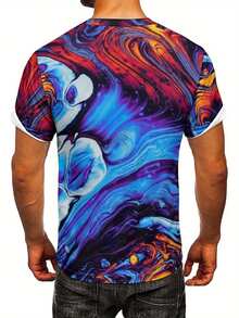 Men's & Unisex 3D Tie-Dye T-Shirt - Bold Blue/Red/Black/White/Gray/Golden/Purple/Beige/Pink/Orange/Teal/Black Marble Print, Soft Polyester Fabric, Plus Size Casual & Party Wear, Short Sleeve Round Neck, All-Season Comfort Fit, Machine Washable (No Dry Clean) - Ideal For Festivals & Everyday Use - Multi-Color Options Available - Vibrant 3D Effect With Dynamic Tie-Dye Design, T Shirt For Men, Funny Shirts For Men Plus Sizes, Printed T Shirts For Men, Funny Shirts For Men - 混合色 - 查看 6