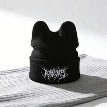1pc/2pcs Gothic Style Men Scar Embroidery Knit Facemask Beanie, Women Fashion Street Ski Hat, Warm Versatile Winter Cap, Loose Fit - Multicolor - View 13