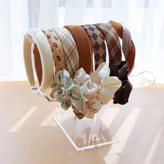 1 pieza Soporte de diadema de acrílico, organizador de accesorios para el cabello, soporte transparente, soporte para accesorios para el cabello, estante para diademas, exhibidor de aros para el cabello para niñas y mujeres