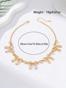 优雅蝴蝶结项链，配以丝带链，时尚颈链，适合日常佩戴、派对、庆典和节日场合。 - 金色 - 查看 3