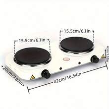 1PC Tabletop Stove With Dual Single Burner, Portable Coil Heating Hot Plate Countertop Cooktop Suitable For RVs, Homes, Camping, Kitchens, And Apartments; Easy To Clean; Adjustable Temperature Control - White - View 6