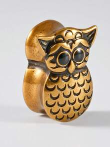 1个铜猫头鹰耳扩，空心猫头鹰耳塞，耳廓扩张器，耳洞穿刺饰品，8毫米-25毫米 - 如圖 - 查看 16