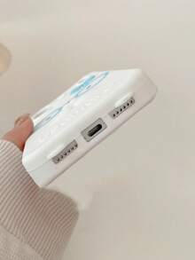 1pc Cartoon Bow Rabbit Ear Phone Case Compatible With Apple 17 Pro Max, Cute & Personalized Soft Silicone Protective Cover For IPhone 16 Pro, 15, 14 Women - White - View 5