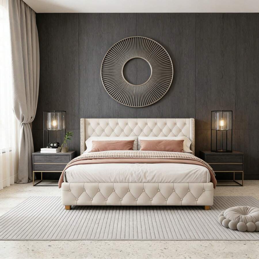 Bed Bases & Foundations - Beige + Linen + 140cm*190cm - View 1