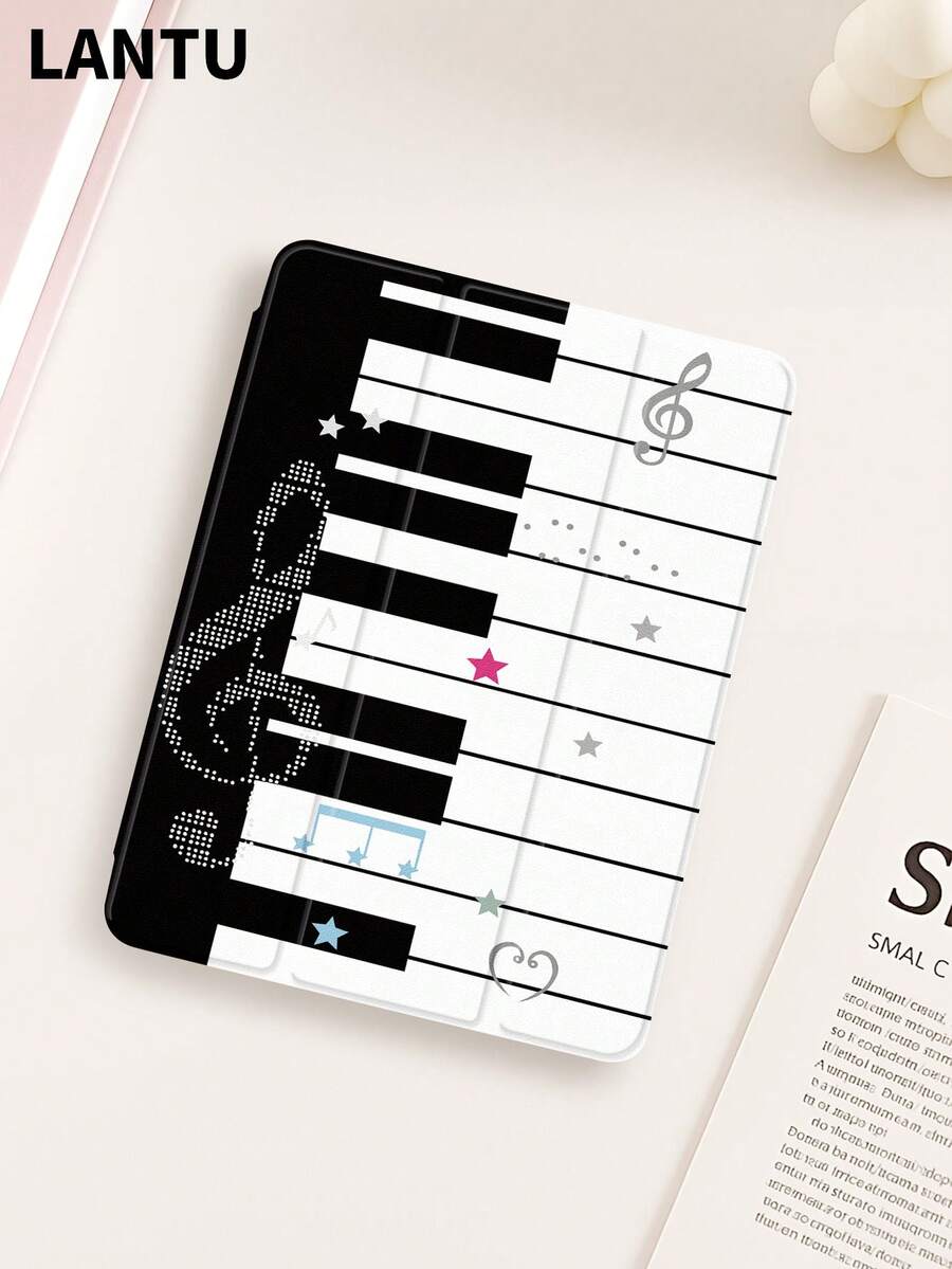 1pc Retro Black & White Piano, Cute Star, Music Note, Heart Creative Pattern Tablet Protective Case, Compatible With Apple IPad 10.2" / IPad Pro 11" 2020/2021, IPad (A16) 11" 11th Gen 2025, IPad 9th/10th Gen, IPad Air 4th 10.9", Galaxy Tab S6 Lite 10.4", /, Anti-Drop, Pencil Slot, Sleep/Wake Support, Christmas Gift / Xmas Gift / New Year 2026