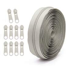 177.16-Inch Zipper With 10 Zipper Pulls, 5# Nylon Colored Zipper, 20 Color Options, Matching Zipper Pulls, Suitable For Clothing, Outerwear, Luggage, Bags, DIY Crafts And More - 5# Solid Color Nylon - View 27